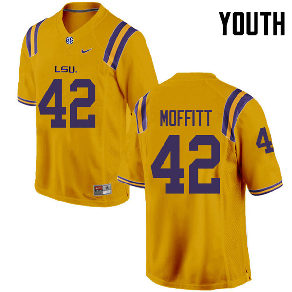 Youth #42 Aaron Moffitt LSU Tigers College Football Jerseys Sale-Gold - Click Image to Close